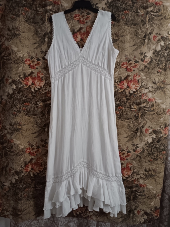 a.m.a.n. Dresses & Skirts - White Maxi Dress with Lace Trim - Women